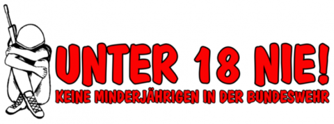 Logo der Kampagne "unter 18 nie - keine Minderjaehrigen in der Bundeswehr"